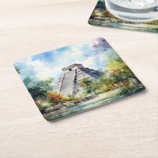 Chichen Itza Rechteckiger Pappuntersetzer (angewinkelt)