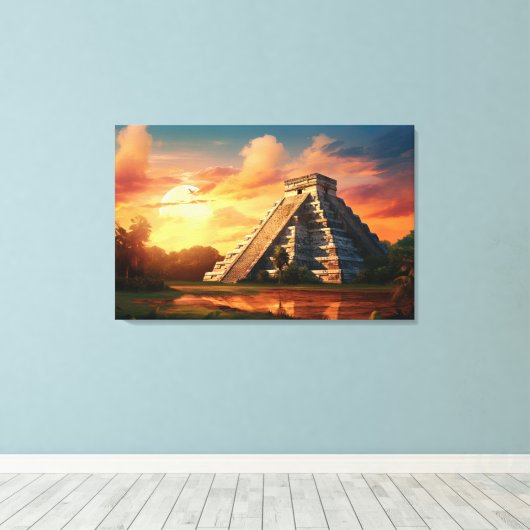 Chichen Itza, Stretched Canvas Print Leinwanddruck (Insitu (Holzboden))