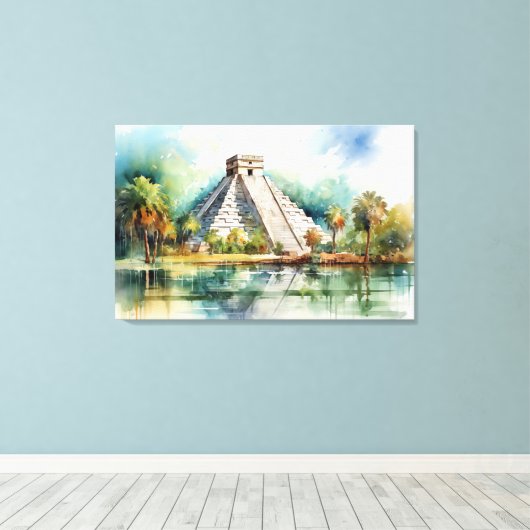 Chichen Itza, Stretched Canvas Print Leinwanddruck (Insitu (Holzboden))