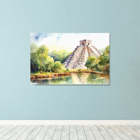 Chichen Itza, Stretched Canvas Print Leinwanddruck (Insitu (Holzboden))