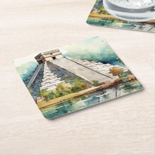 Chichen Itza, Stretched Rechteckiger Pappuntersetzer (angewinkelt)