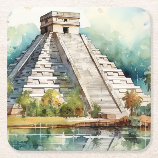 Chichen Itza, Stretched Rechteckiger Pappuntersetzer (Vorderseite)