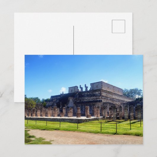 Chichen Itza. Tempelkrieger Postkarte (Vorne/Hinten)