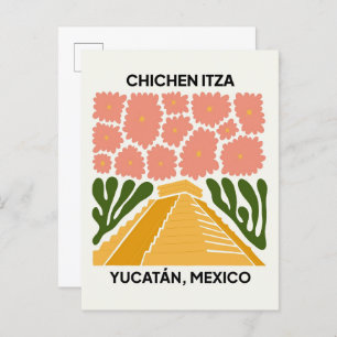 Chichen Itza Yucatan Mexiko Blumenart Postkarte