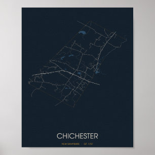 Chichester New Hampshire Straßenkarte Poster (Nach