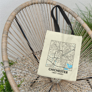 Chichester, West Sussex City Map Tote Bag Tragetasche