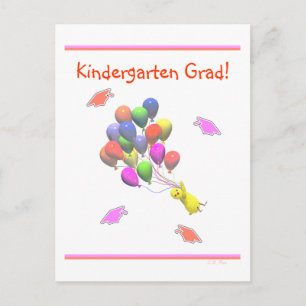Chick and Balloons Kindergarten Abschluss Ankündigungspostkarte