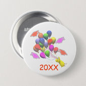 Chick and Balloons Kindergarten Abschluss Button (Vorne & Hinten)