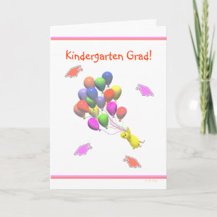 Chick and Balloons Kindergarten Abschluss Karte