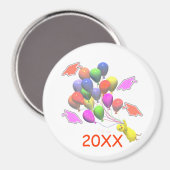 Chick and Balloons Kindergarten Abschluss Magnet (Vorderseite/Rückseite)