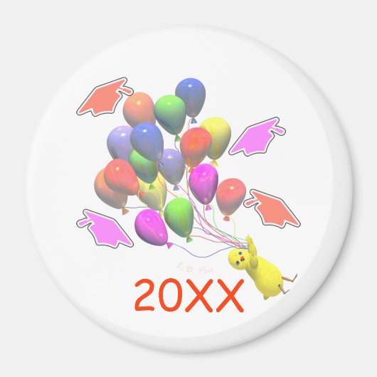 Chick and Balloons Kindergarten Abschluss Magnet (Vorne)