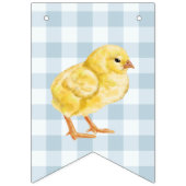 Chick And Pastel Eggs Happy Easter Blue Gingham Wimpelkette (Zweite Fahne)