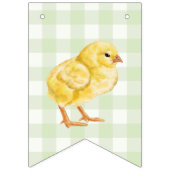 Chick And Pastel Eggs Happy Easter Green Gingham Wimpelkette (Zweite Fahne)