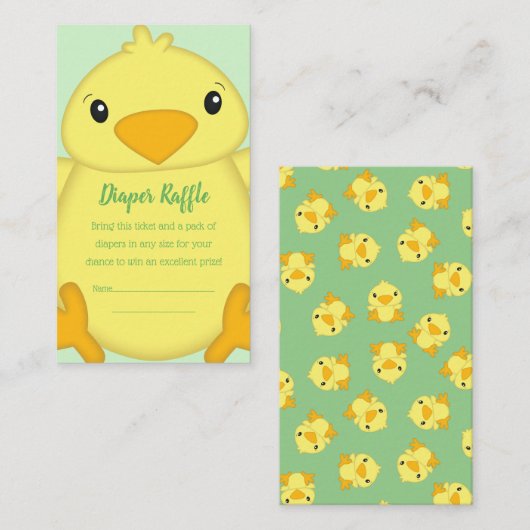 Chick Baby Dusche Green Begleitkarte (Vorne/Hinten)