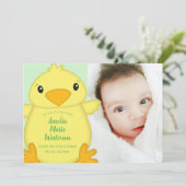 Chick Baby Dusche Green Einladung (Stehend Vorderseite)