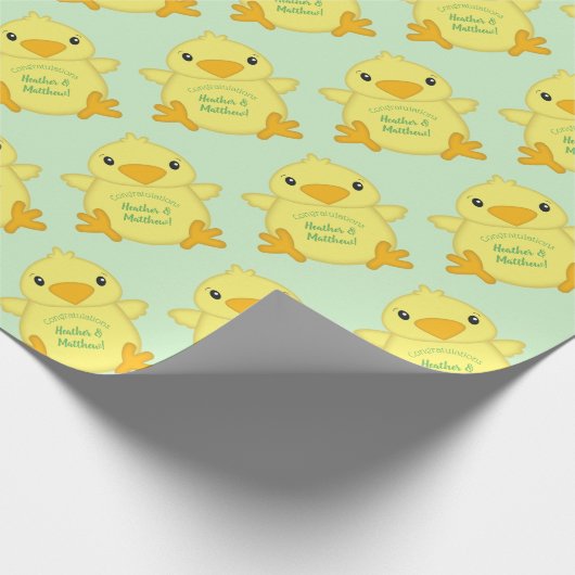 Chick Baby Dusche Green Geschenkpapier (Ecke)