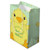 Chick Baby Dusche Green Mittlere Geschenktüte (Rückseite Schrägansicht)