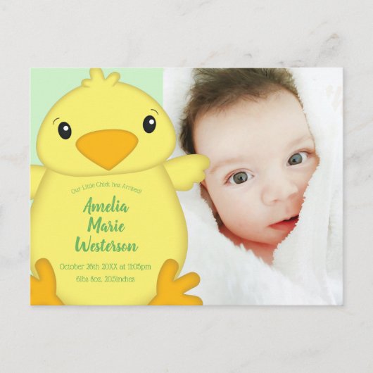 Chick Baby Dusche Green Postkarte (Vorderseite)