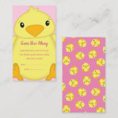 Chick Baby Dusche Pink Begleitkarte (Vorne/Hinten)