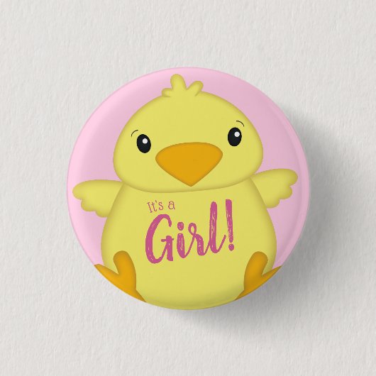 Chick Baby Dusche Pink Button (Vorderseite)