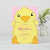 Chick Baby Dusche Pink Einladung (Stehend Vorderseite)