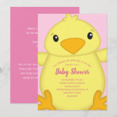 Chick Baby Dusche Pink Einladung (Vorne/Hinten)