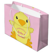 Chick Baby Dusche Pink Große Geschenktüte (Rückseite Schrägansicht)