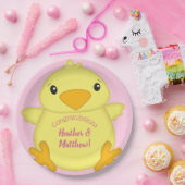 Chick Baby Dusche Pink Pappteller (Party)