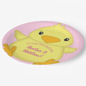 Chick Baby Dusche Pink Pappteller (Schrägansicht)