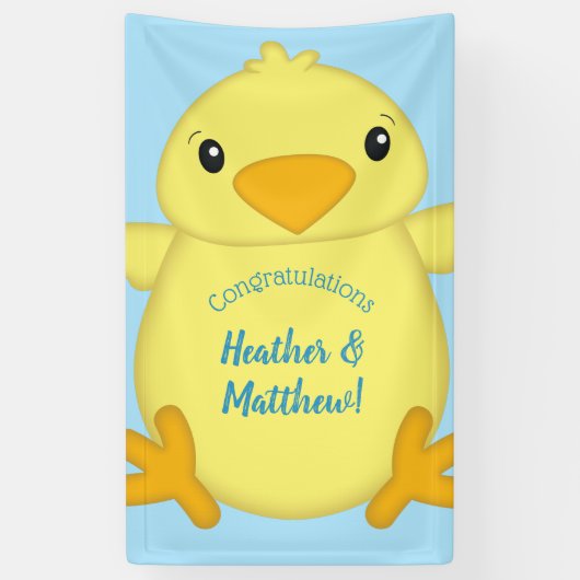 Chick Baby Shower Blue Banner (Vertikal)