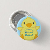 Chick Baby Shower Blue Button (Vorne & Hinten)
