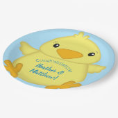 Chick Baby Shower Blue Pappteller (Schrägansicht)