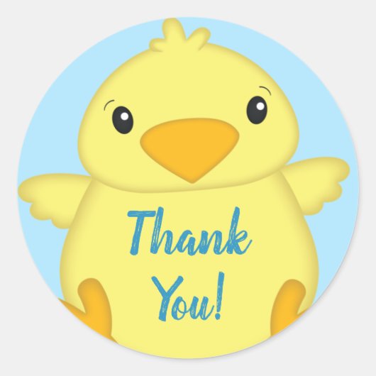 Chick Baby Shower Blue Runder Aufkleber (Vorderseite)