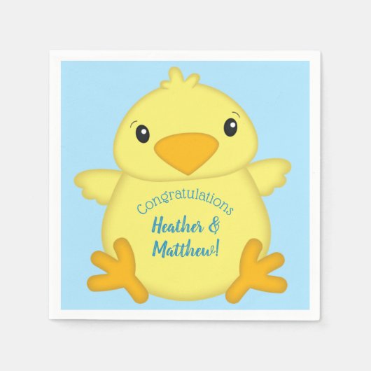 Chick Baby Shower Blue Serviette (Vorderseite)