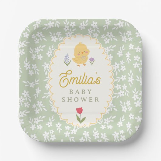 Chick Baby Shower Cute Paper Plates Pappteller (Vorderseite)