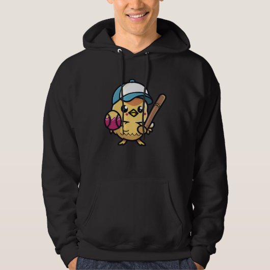 Chick Baseball Player Baseball Easter Hoodie (Vorderseite)