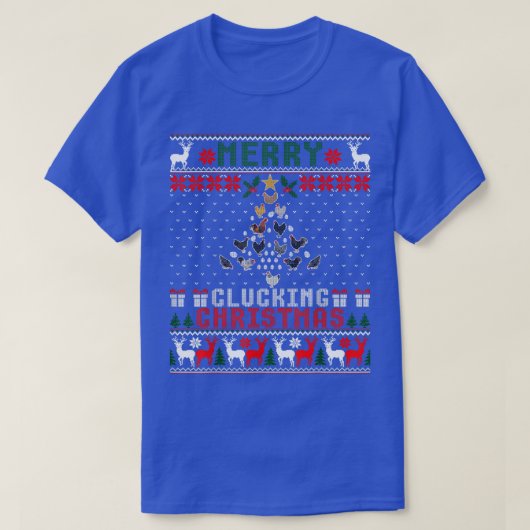 Chick Bauer Merry kluckt Weihnachts-Hühnerbaum T-Shirt (Design vorne)