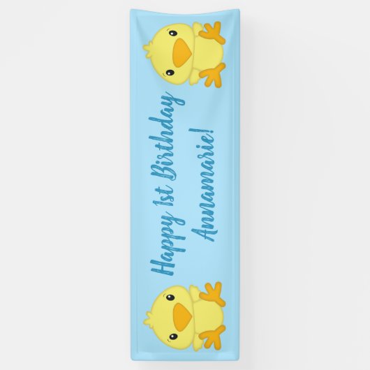 Chick Birthday Party Blue Banner (Vertikal)