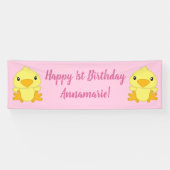 Chick Birthday Party Pink Banner (Horizontal)