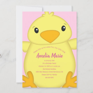 Chick Birthday Party Pink Einladung