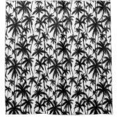 Chick Black + White Palm Tree Muster Duschvorhang (Vorderseite)