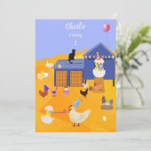Chick Charlie Chicken Geburtstag Einladung (Stehend Vorderseite)