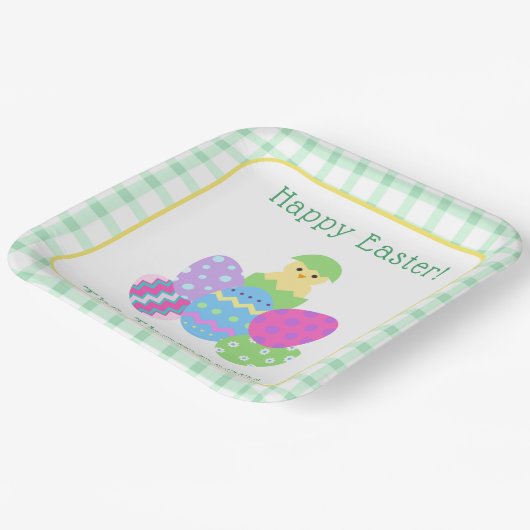 Chick Colored Eggs Happy Easter Pappteller (Gewinkelt)