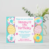 Chick Egg Bunny Easter Cookie Geburtstagsparty Einladung (Stehend Vorderseite)
