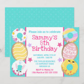 Chick Egg Bunny Easter Cookie Geburtstagsparty Einladung (Vorne/Hinten)