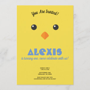 Chick Face Birthday Party Foto Einladung