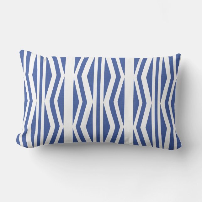 Chick Geometric Blue White Pattern Lendenkissen (Vorderseite)
