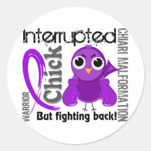 Chick Interrupted 3 Chiari Malformation Runder Aufkleber