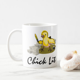 Chick Lit Writer with Paper and Feather Quill Kaffeetasse