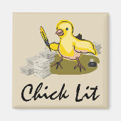 Chick Lit Writer with Paper and Feather Quill Magnet (Vorne)